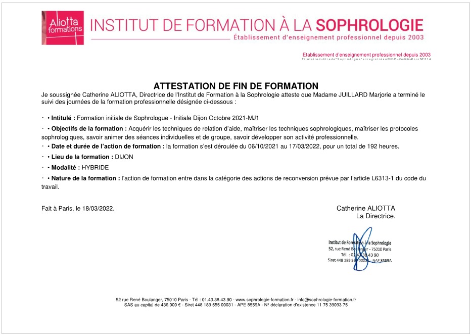 photo diplome Marjorie juillard