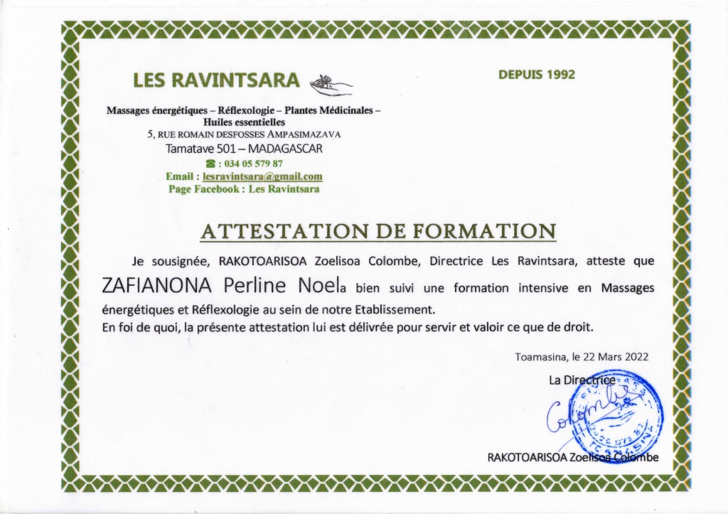 photo diplome PERLINE SEVENO ZAFIANONA