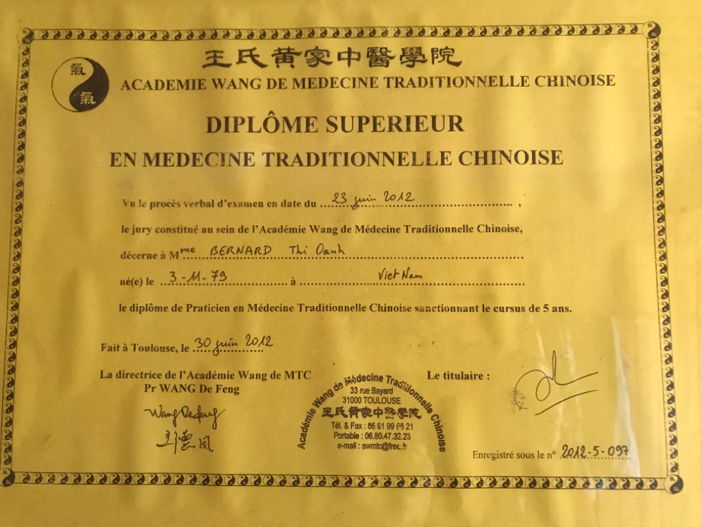 photo diplome Thi Oanh Bernard