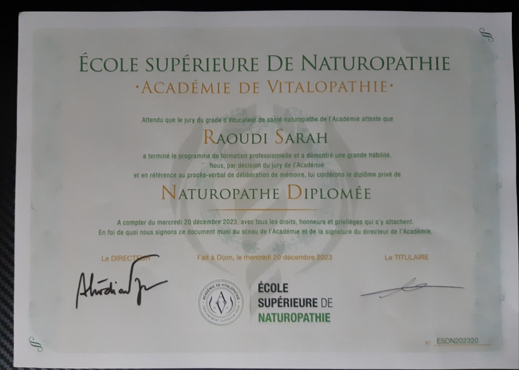 photo diplome Naturo conseils