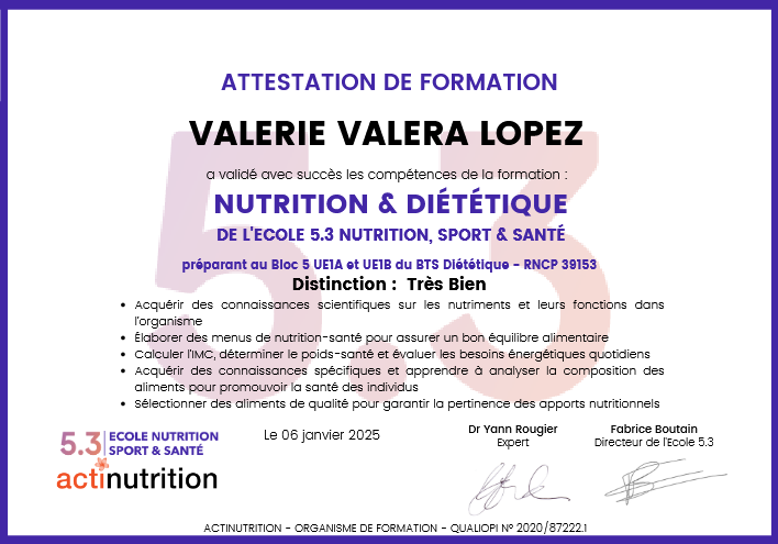photo diplome Valérie VALERA