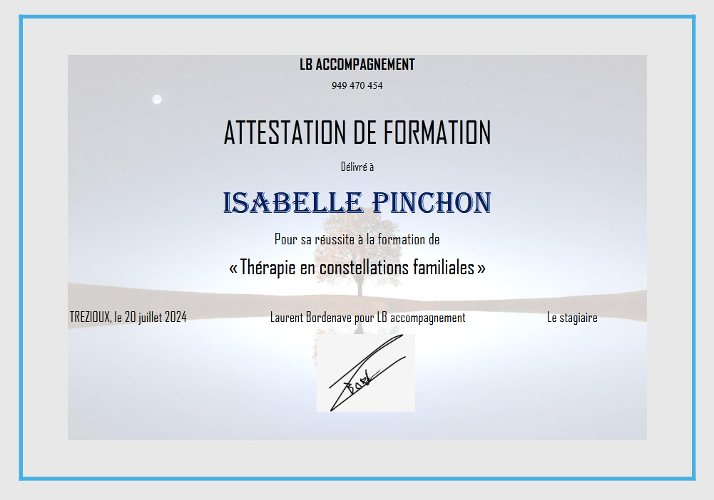 photo diplome Isabelle PINCHON