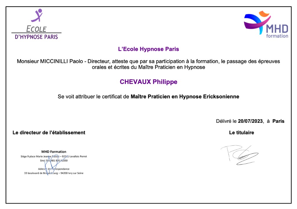 photo diplome Philippe Chevaux - AïnAssA