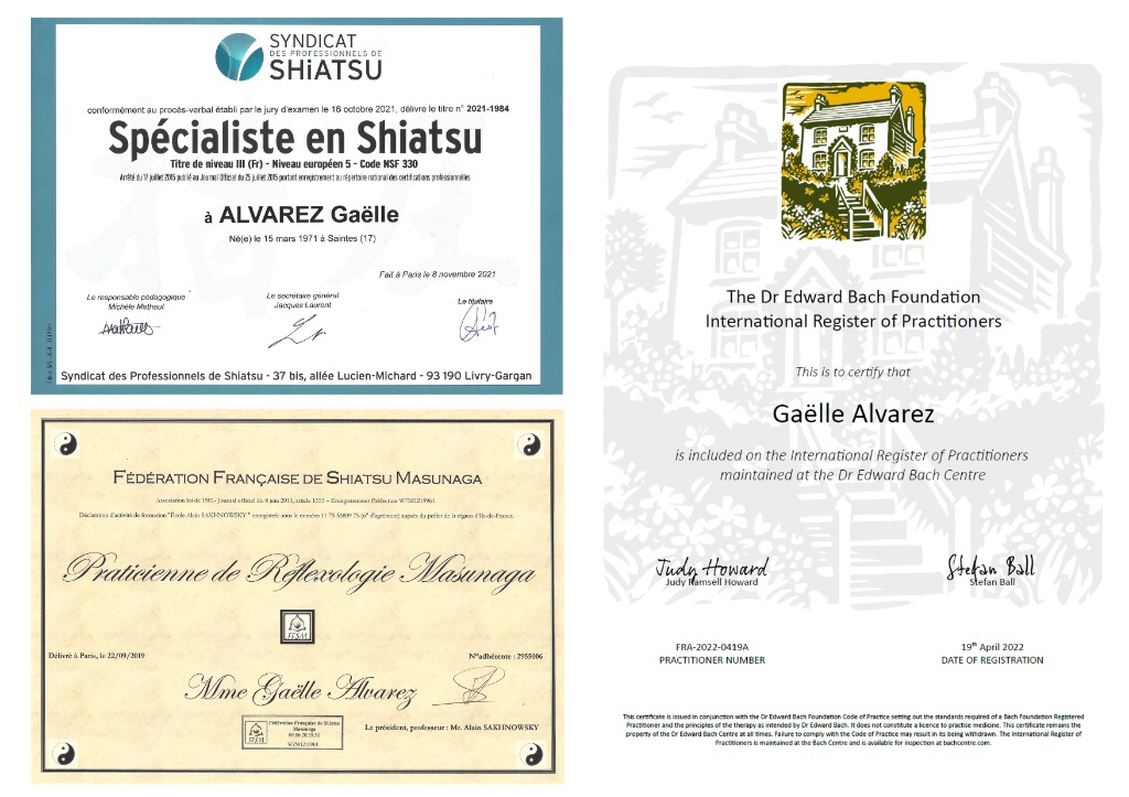photo diplome Gshiatsu Gaëlle ALVAREZ