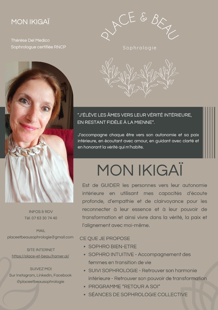 photo seance PLACE & BEAU Sophrologie Thérèse DEL MEDICO