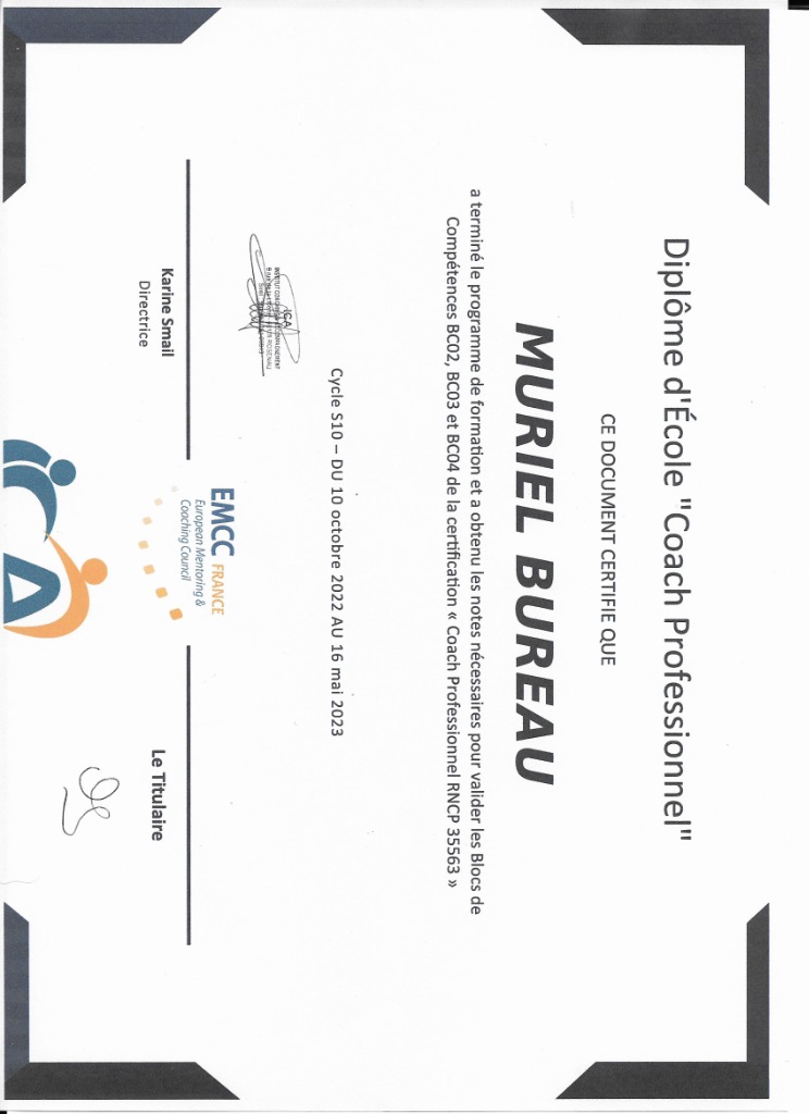 photo diplome Bureau Muriel/ Ê-Sens-De-Vie