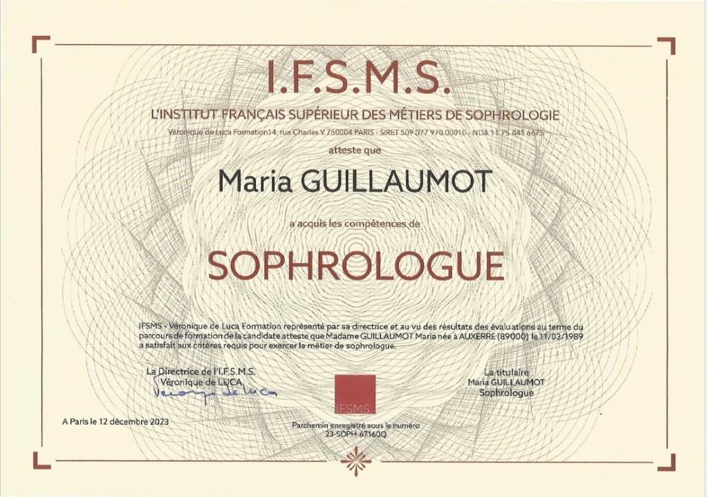 photo diplome MARIA GUILLAUMOT - SO MG