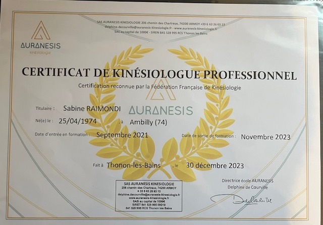 photo diplome Smile & Go Kinesio
