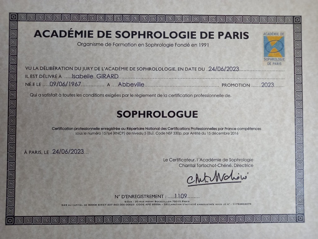 photo diplome Isabelle GIRARD