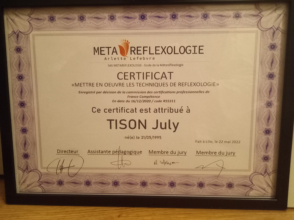 photo diplome Réflex’Relax’ 
