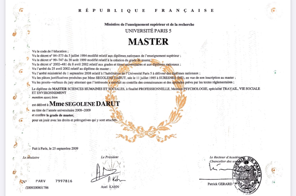 photo diplome Ségolène Darut