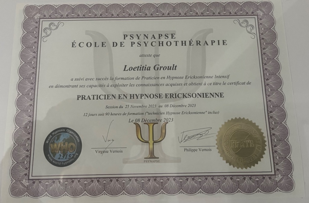 photo diplome Les voyages hypnotiques d’Adéona