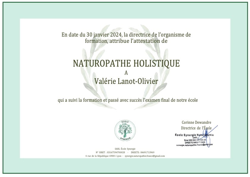 photo diplome Valérie Lanot-Olivier