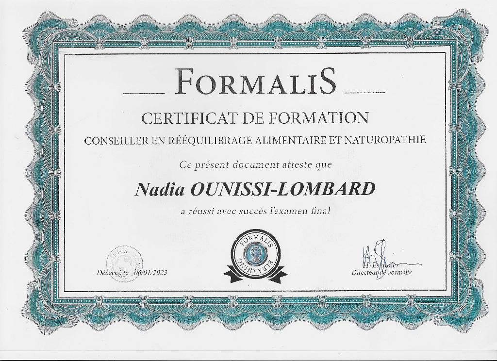 photo diplome Nadia OUNISSI-LOMBARD