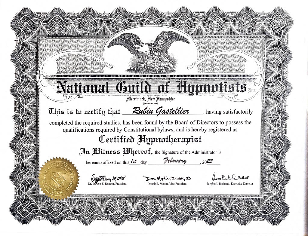 photo diplome Rubin GASTELLIER - Echo Hypnose