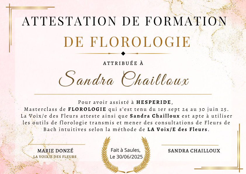 photo diplome Bulle de bien-être Sandra Chailloux 