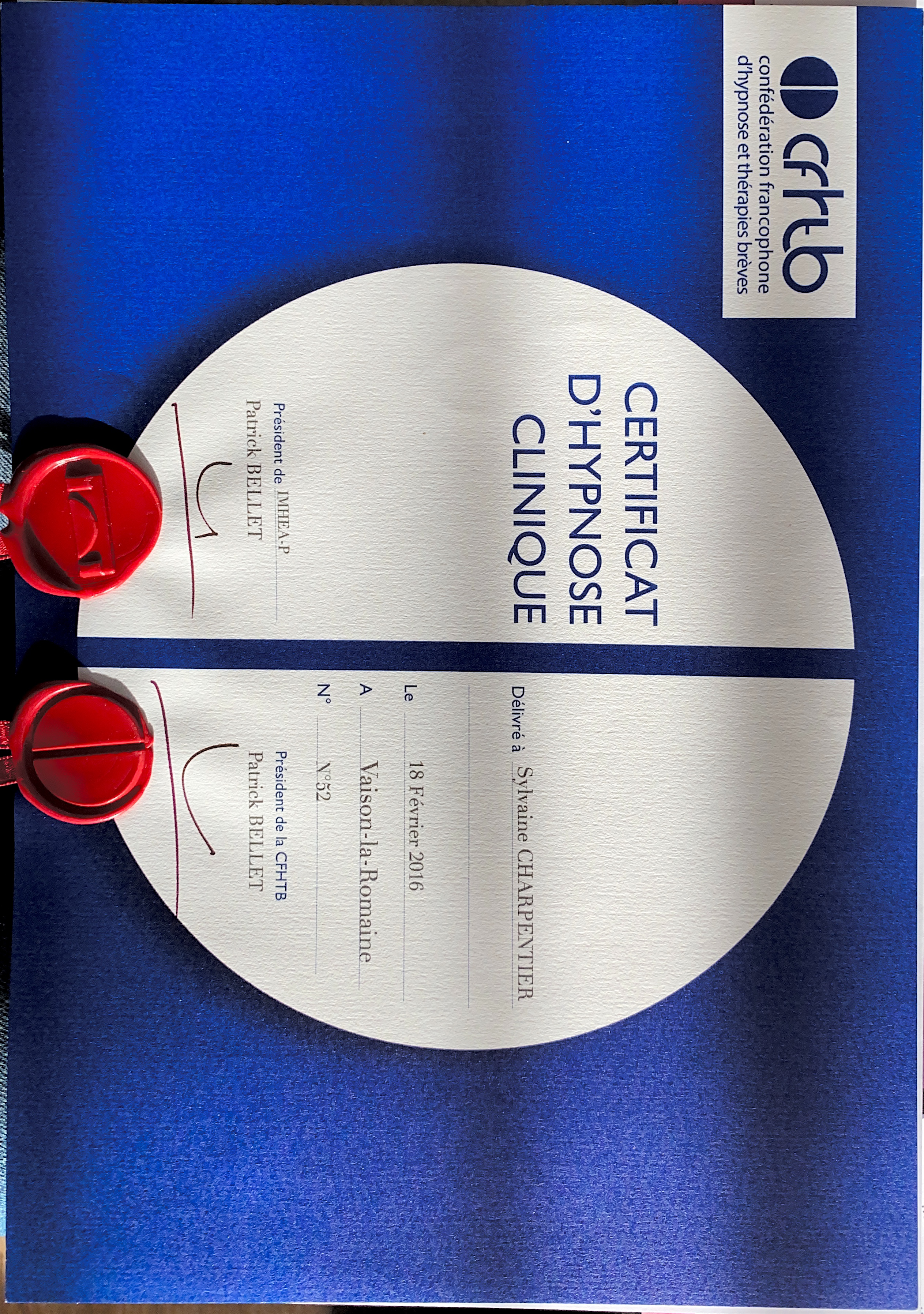 photo diplome Sylvaine Charpentier