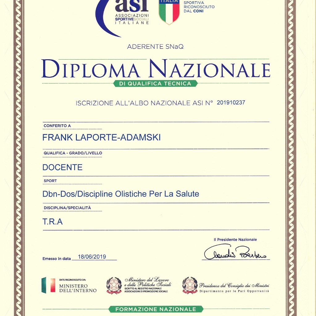 photo diplome Frank Laporte ADAMSKI 