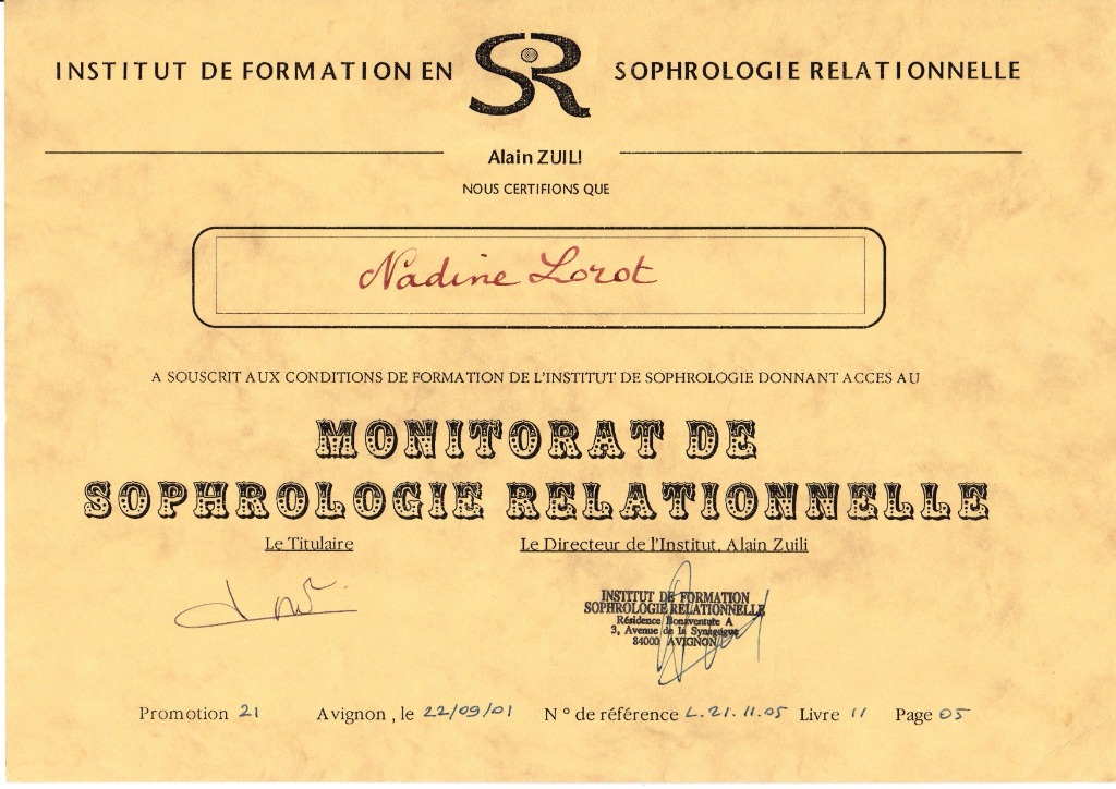 photo diplome Nadine Lorot -Rouchou