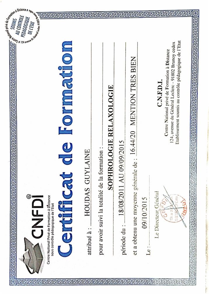 photo diplome Guylaine HOUDAS