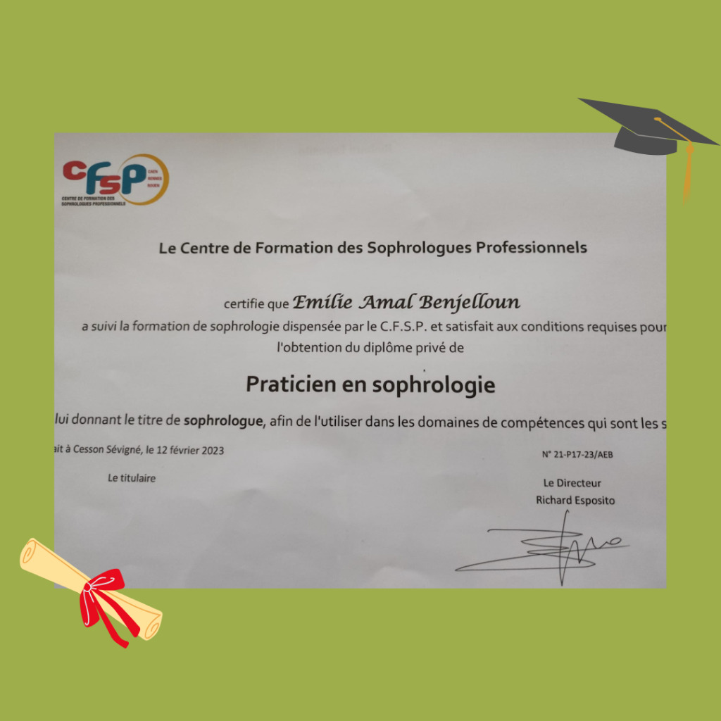 photo diplome MomentSophro14 Emilie BENJELLOUN
