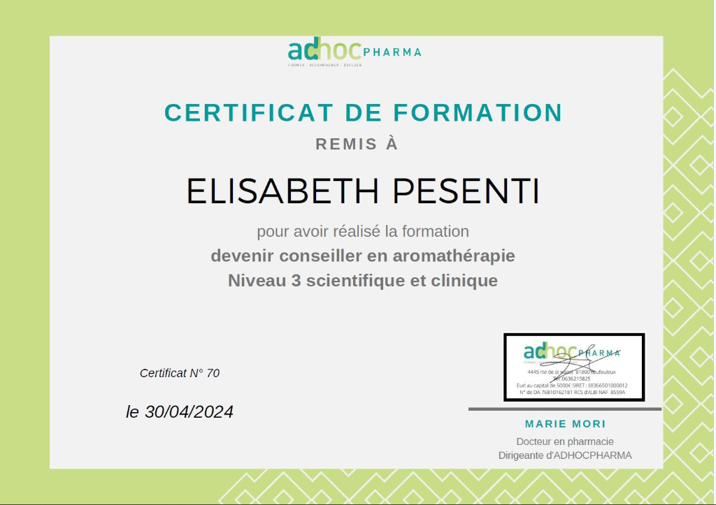 photo diplome Aroma Chic 