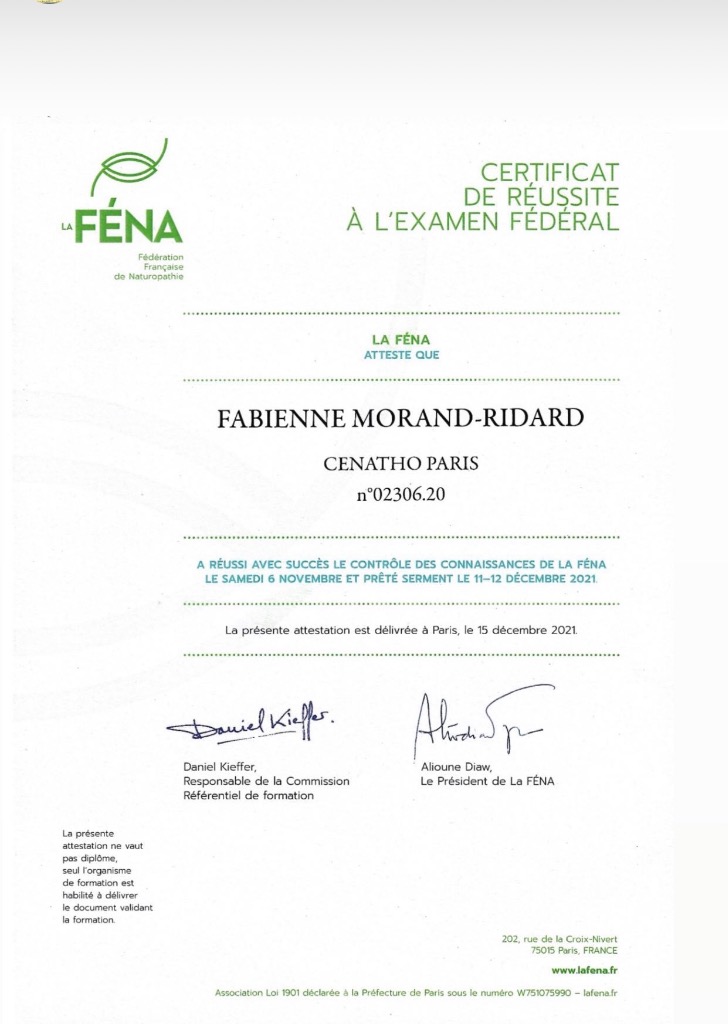 photo diplome Fabienne Morand Ridard
