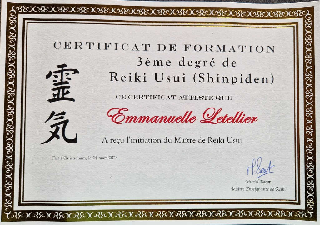 photo diplome Equilibre & Evolution 