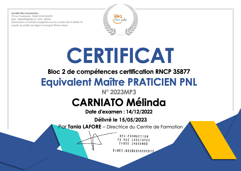 photo diplome Mélinda Carniato