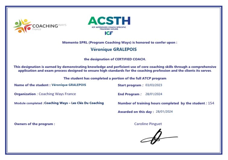 photo diplome Véronique GRALEPOIS