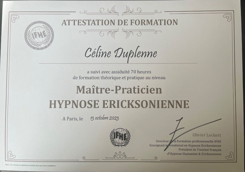 photo diplome Céline DUPLENNE