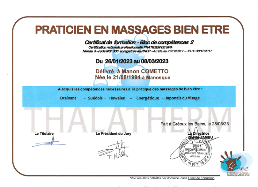 photo diplome À l’Orée des Sens