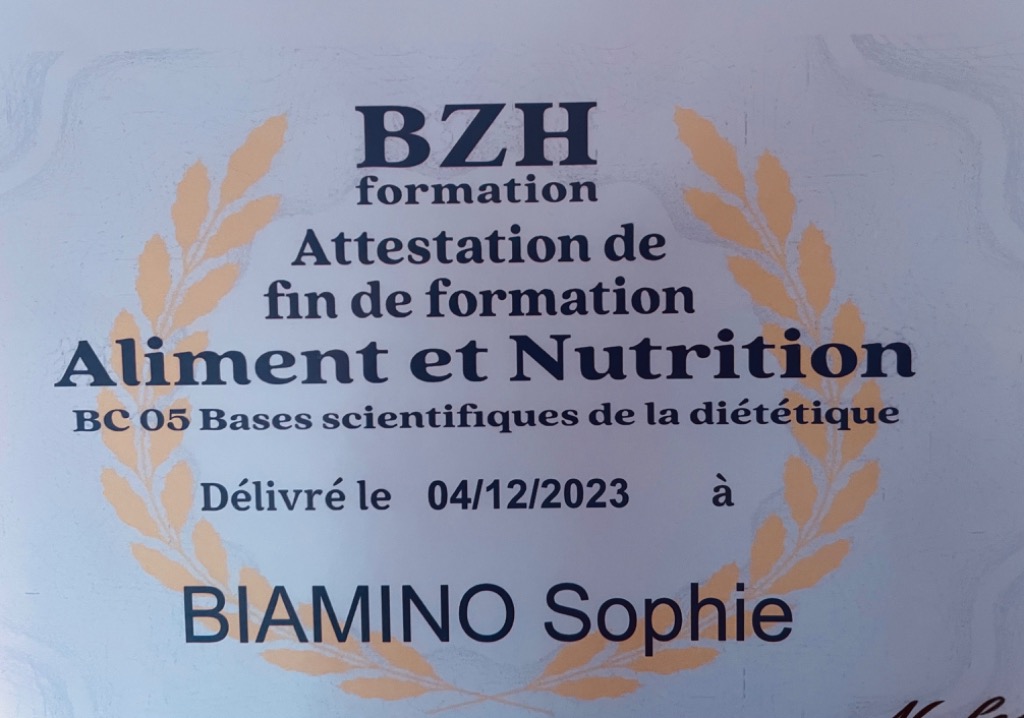 photo diplome Sophie BIAMINO 