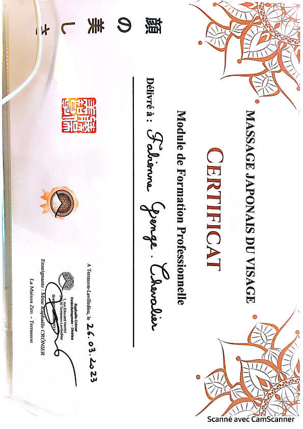 photo diplome Fabienne GENGE-CHEVALIER