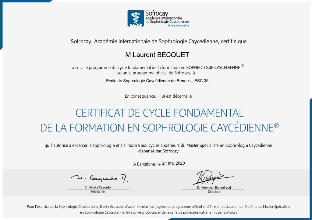 photo diplome Laurent BECQUET