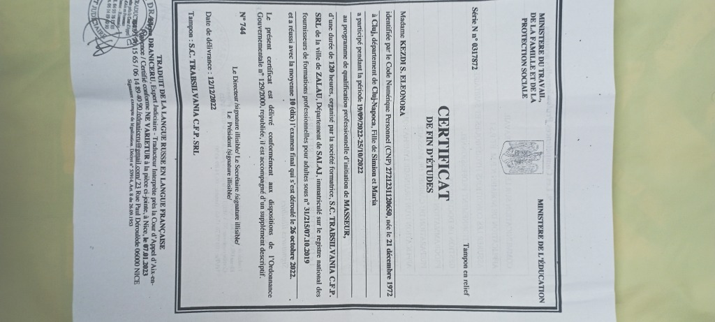 photo diplome Eleonora KEZDI