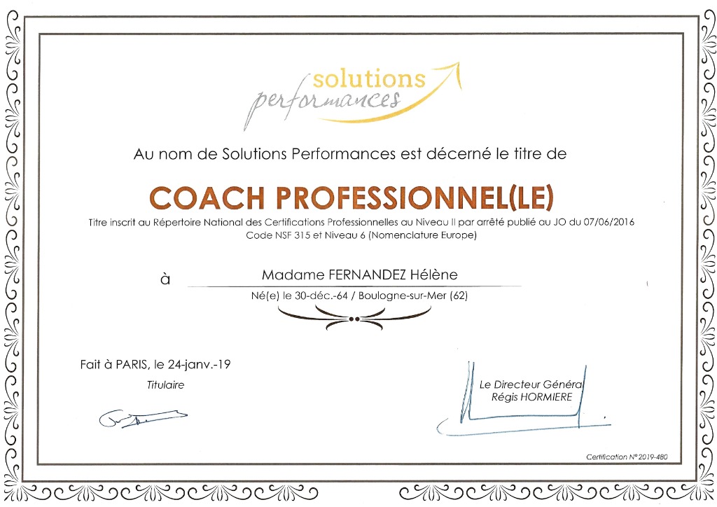 photo diplome RESOLUTION COACHING 