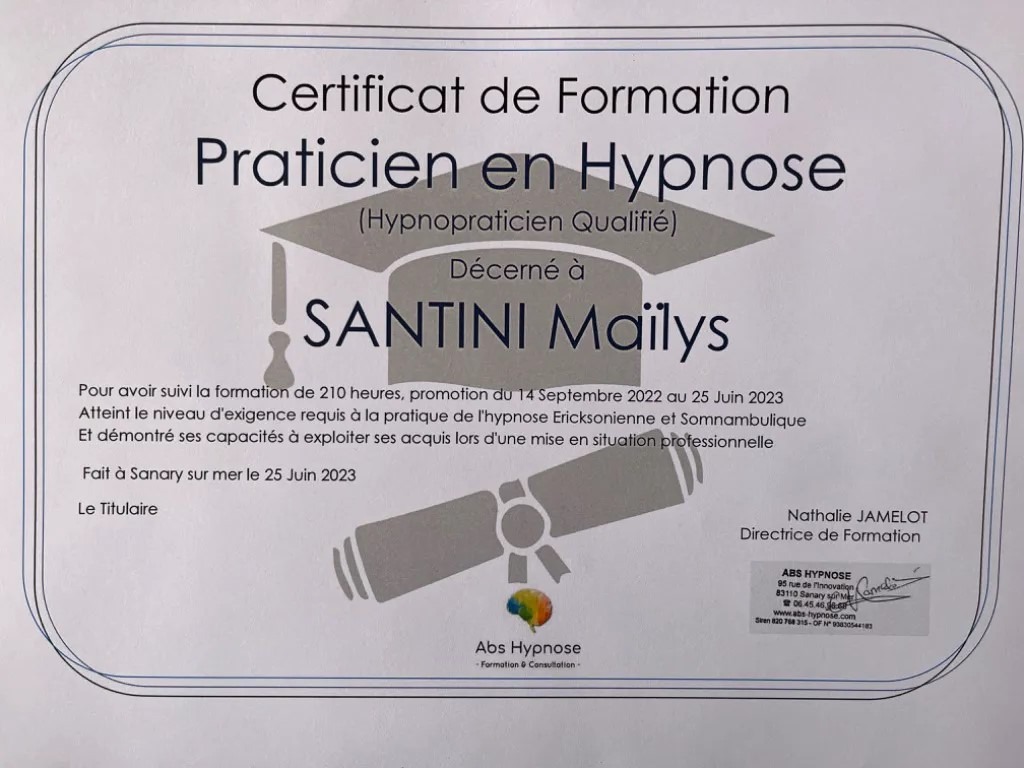 photo diplome Hypno - Terre Happy