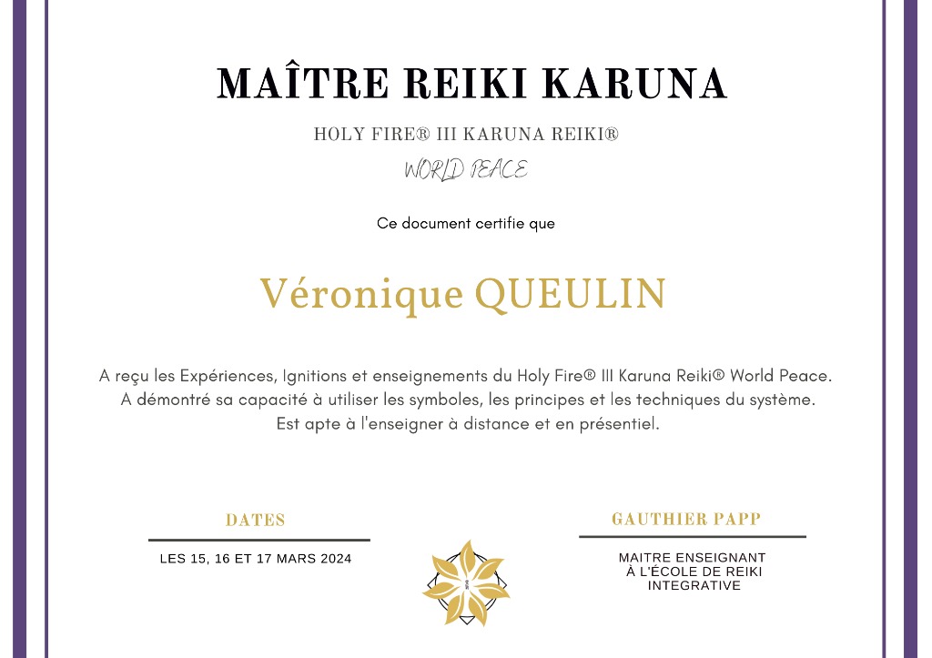 photo diplome FREQUENCE REIKI