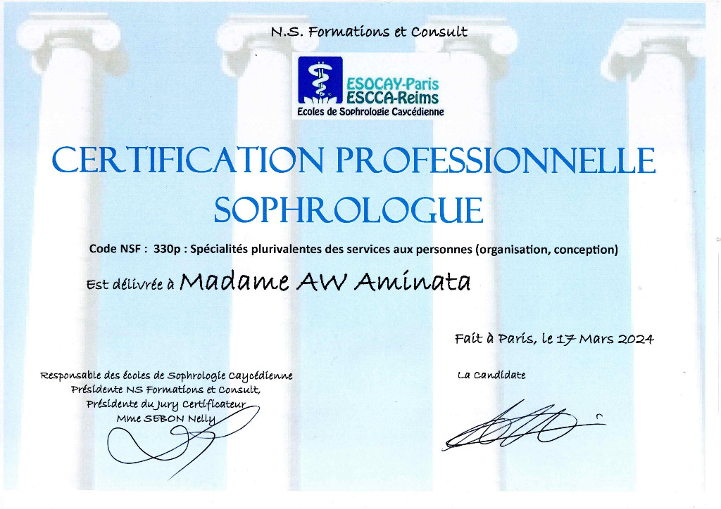 photo diplome Aminata aw