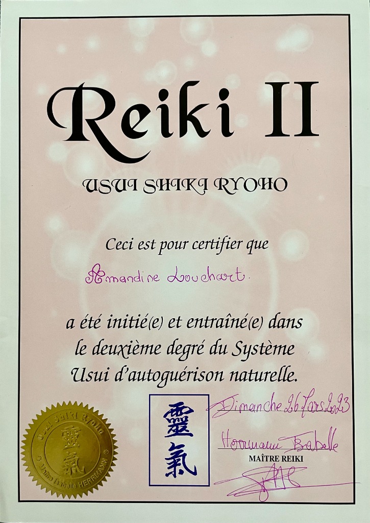 photo diplome Reiki Coeur