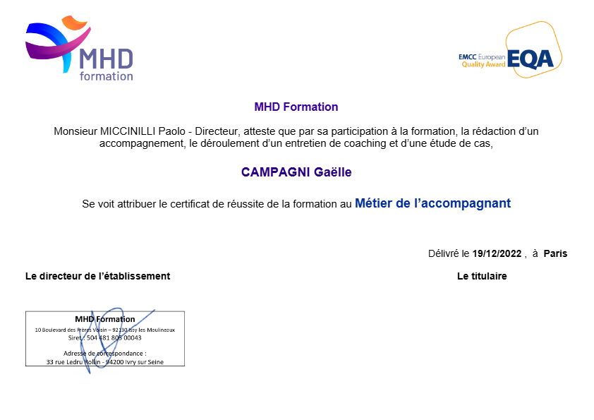 photo diplome Gaëlle Campagni