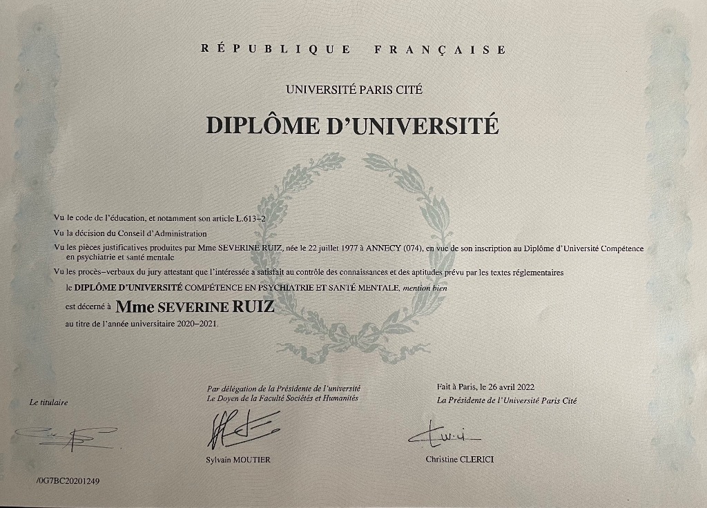 photo diplome Séverine Ruiz-Bultel