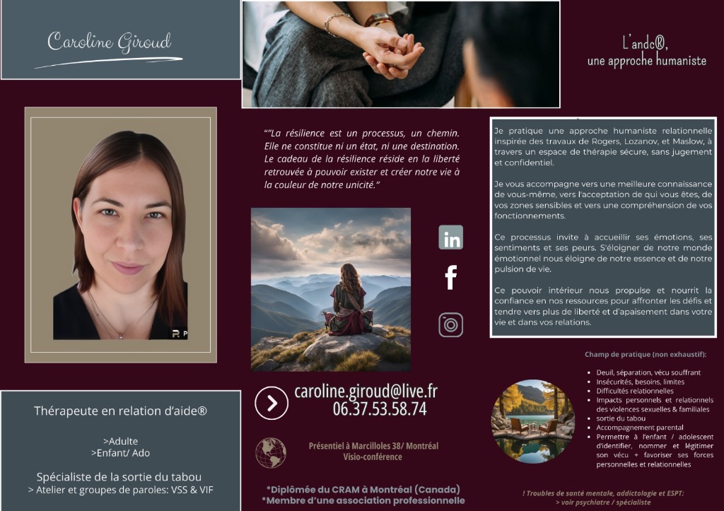 photo activite Caroline Giroud, thérapie humaniste