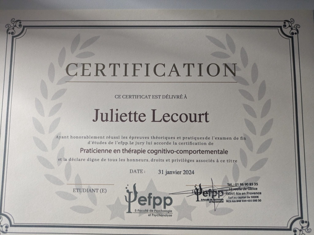 photo diplome Juliette Lecourt