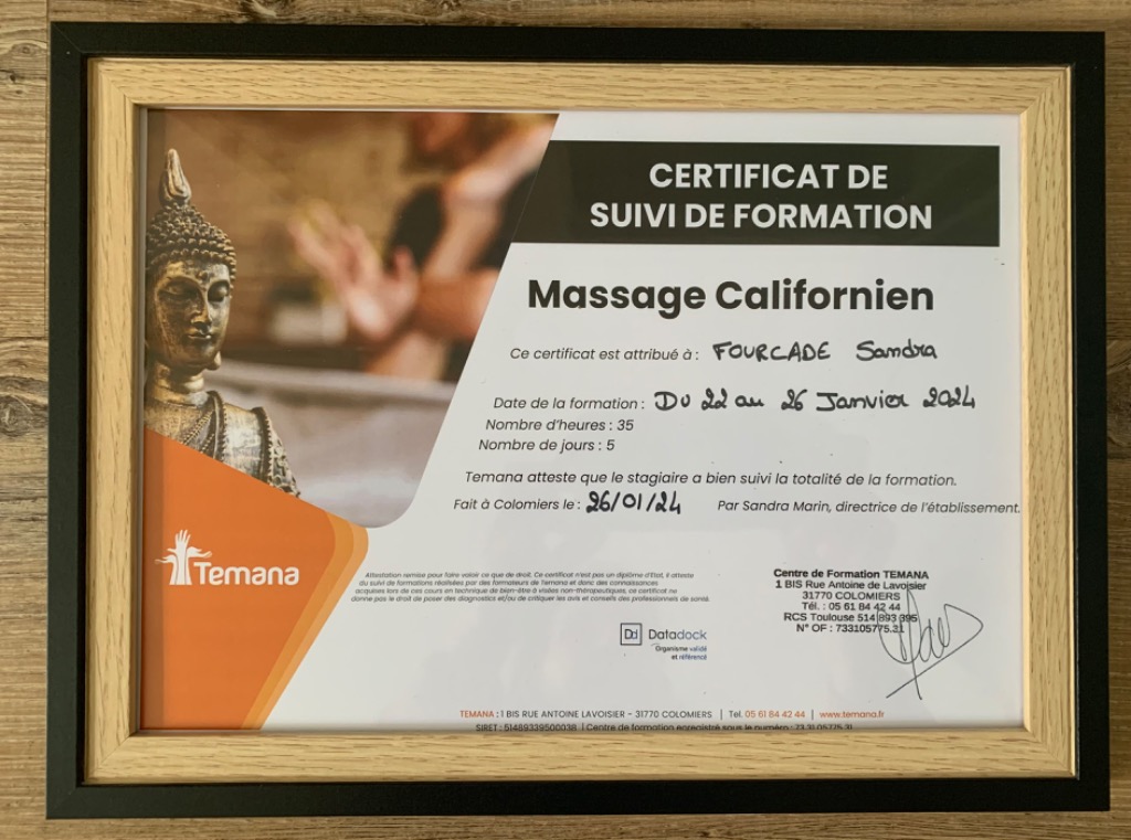 photo diplome Janore Massages Bien Etre