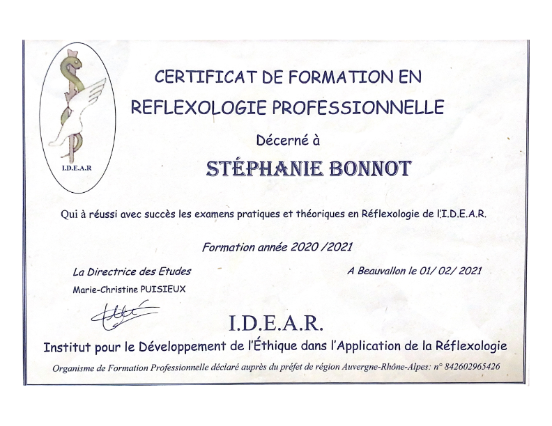 photo diplome Réflexologie by stéphanie