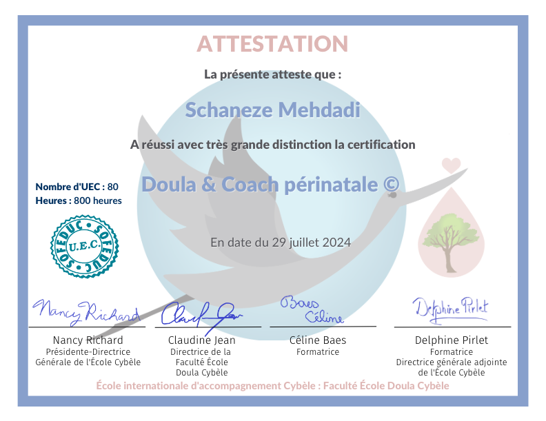 photo diplome Schanèze Mehdadi