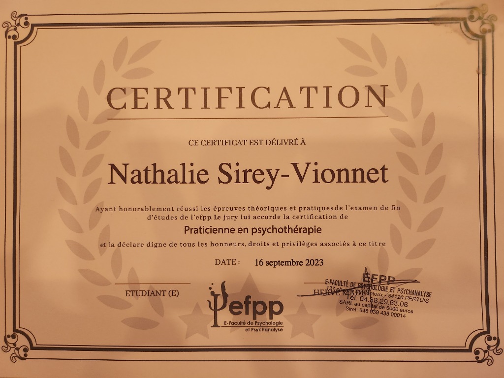 photo diplome Nathalie Sirey-Vionnet