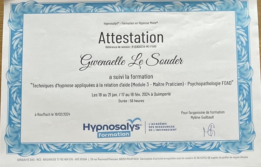 photo diplome Gwenaelle Le Souder